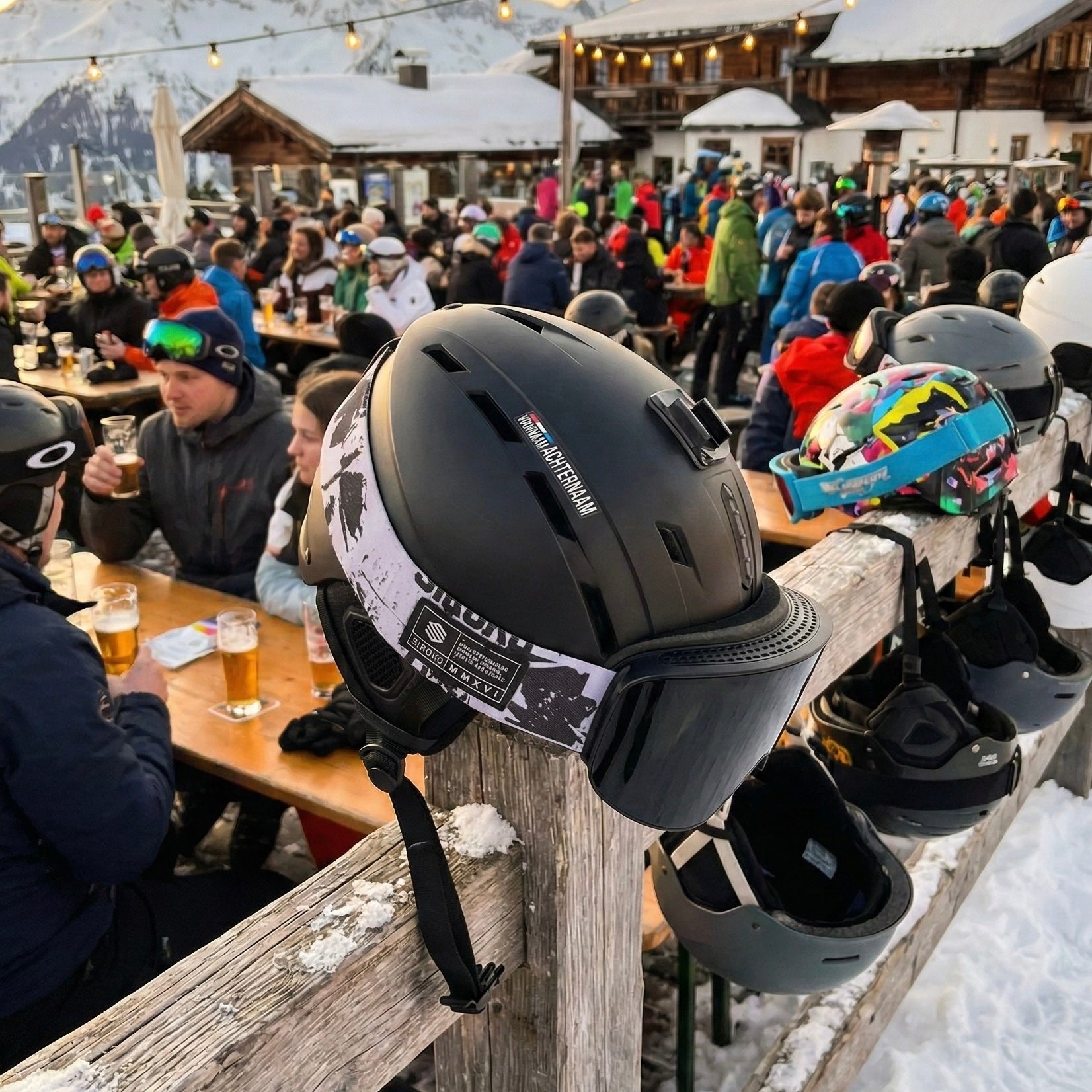 Name & Flaggenaufkleber 'Mayrhofen' Snowboard