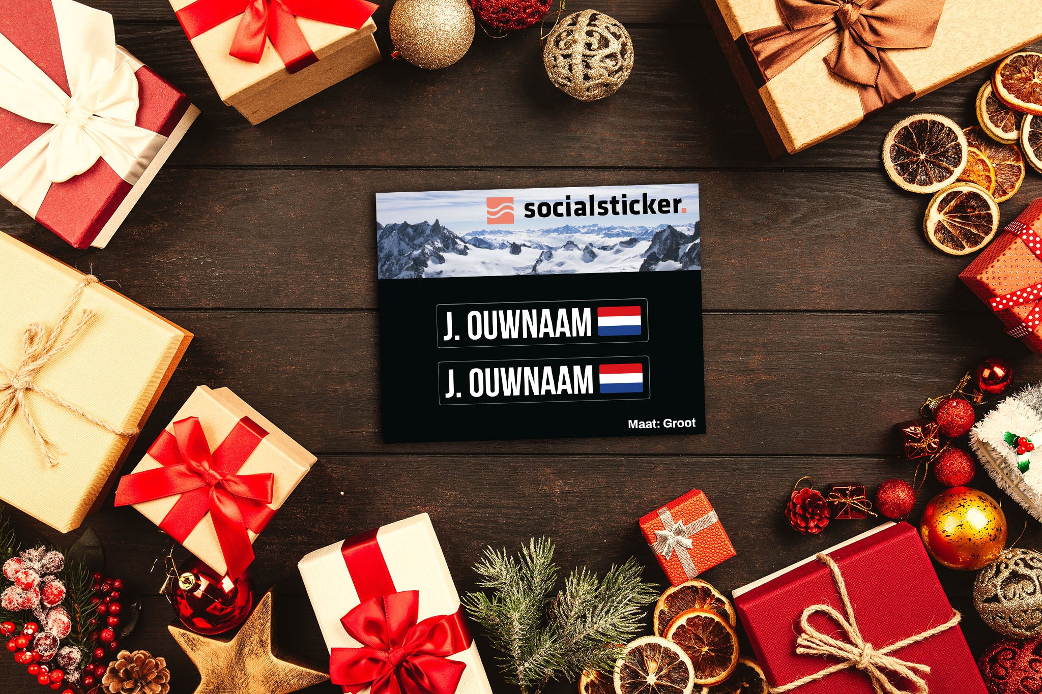 Skiaufkleber mit Name und Flagge (2er-Set)