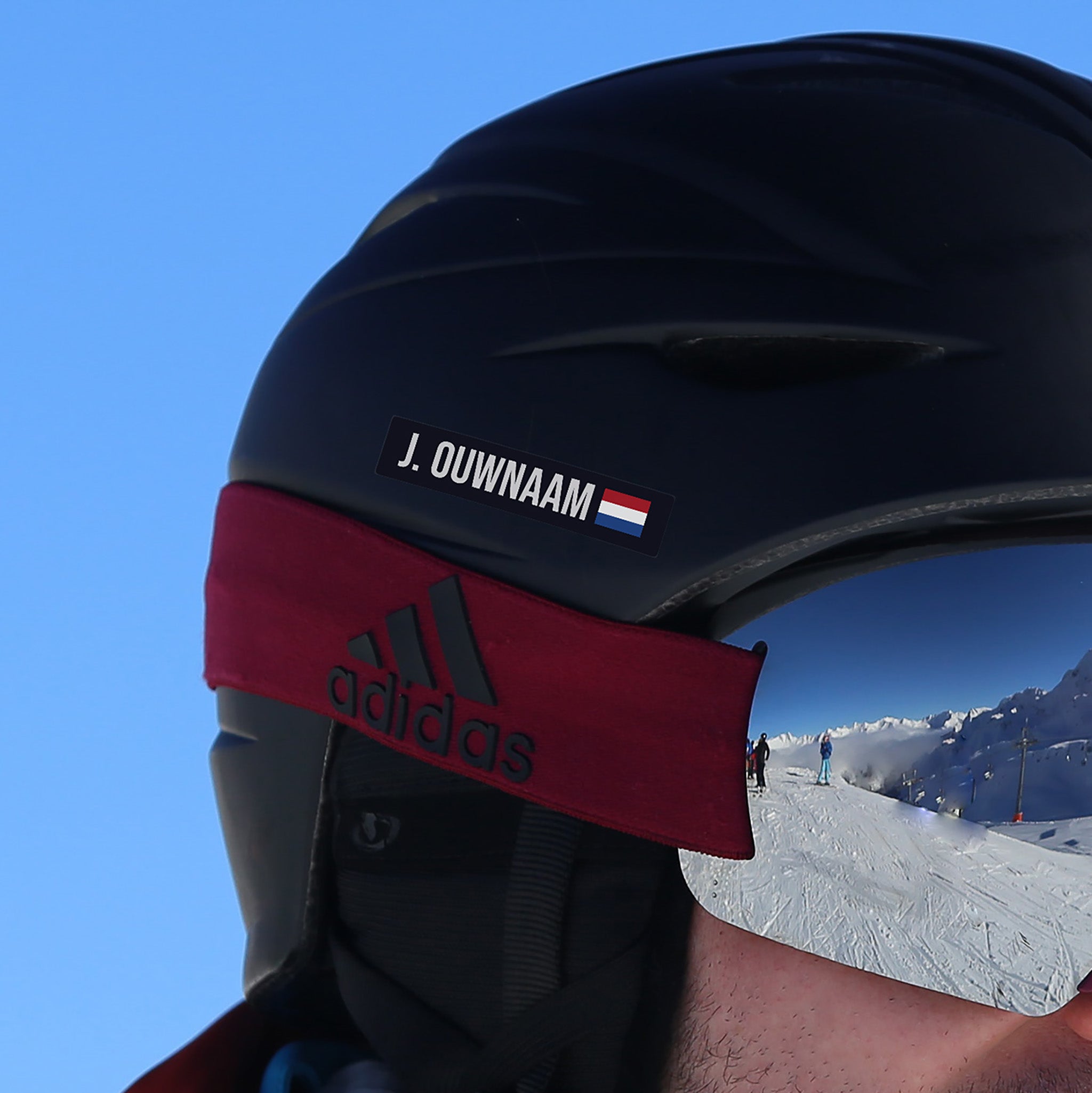 Helmaufkleber mit Namen und Flagge (2er-Set)